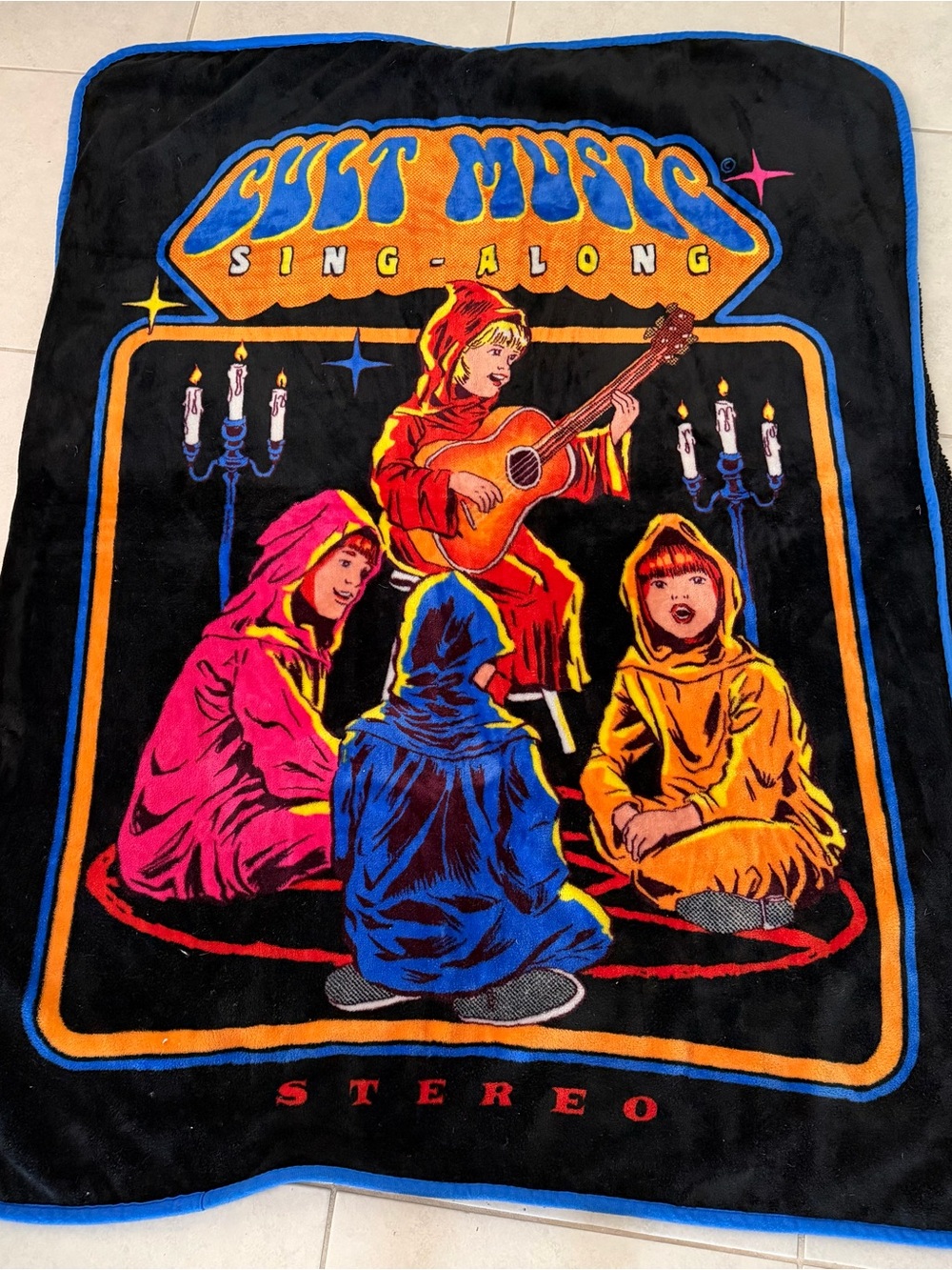 Silt Music Sing-Along Plush Throw Blanket - Black with Multi-Color Graphic